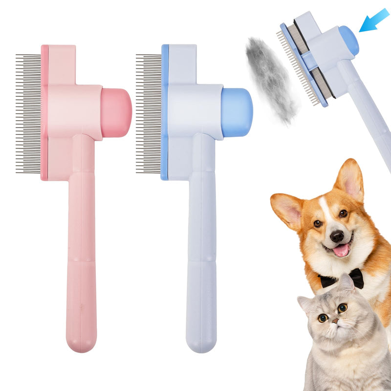 2PCS Flea Comb for Cats & Dogs – Magic Self-Cleaning Cat Grooming Brush with Stainless Steel Teeth, Cat Combs for Fleas and Ticks, Indoor Pets, Fine Tooth Comb for Kittens - PawsPlanet Australia