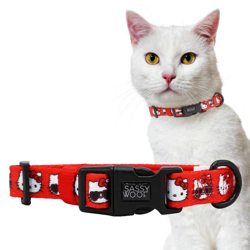Sassy Woof Cat Collar Hello Kitty® Red Classic - S, Adjustable, Durable, Comfortable, Patented Design and Stylish Pet Accessories for Small Cats - PawsPlanet Australia