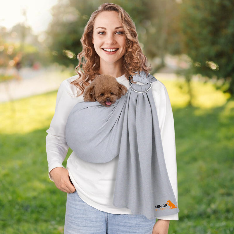 Dog Sling Carrier for Small Dogs,Carrying Wrap Anti-Anxiety Cat Sling,Adjustable Pet Sling(Light Gray) light gray - PawsPlanet Australia