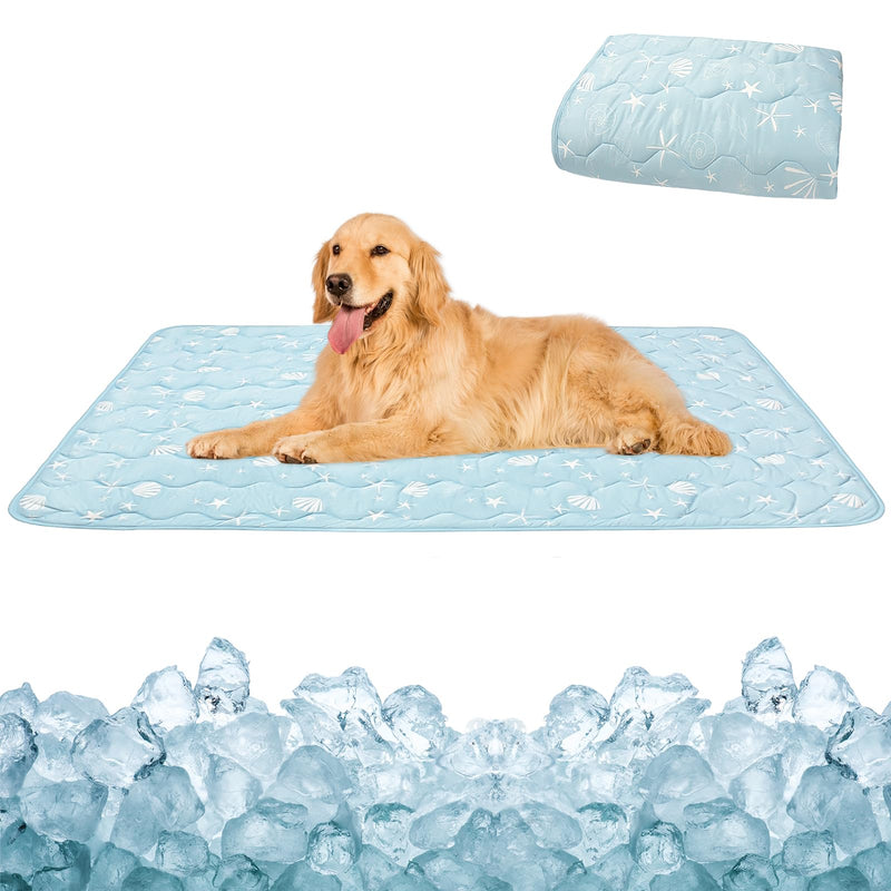 Cooling Blanket for Dogs, 0.35Q-Max Cool Washable and Summer Cooling Pet Mat Blanket, Protector for Couch Bed Cover Sofa for Small to Large Dogs and Cats for Hot Weather (Blue, Small：22.8"x35"x0.2") Blue - PawsPlanet Australia