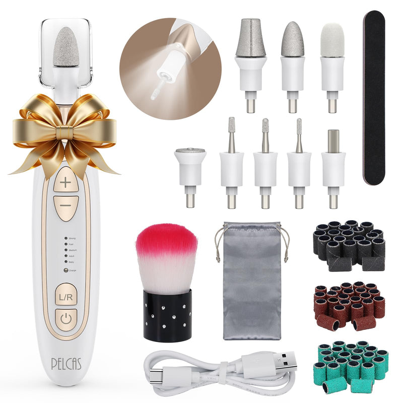 PELCAS Electric Toenail Grinder for Thick Toenails, 5 Speeds Manicure and Pedicure Kit, Cordless Nail Drill with LED Light, Electric Nail File for Human, Pet, Thick Toenails, Natural & Acrylic Nails Gold - PawsPlanet Australia