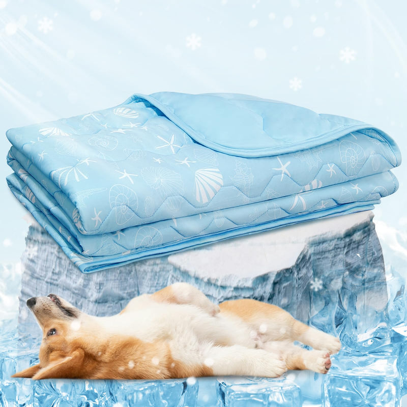 NWK Dog Cooling Blanket, Q-Max>0.345, Ice Silk Cool to Touch Material, Bed Cover, Furniture Protector Couch Sofa for Summer, Anxiety Relief-Machine Washable (Ocean Blue, 40'' X 60'') Ocean Blue 40*60 - PawsPlanet Australia