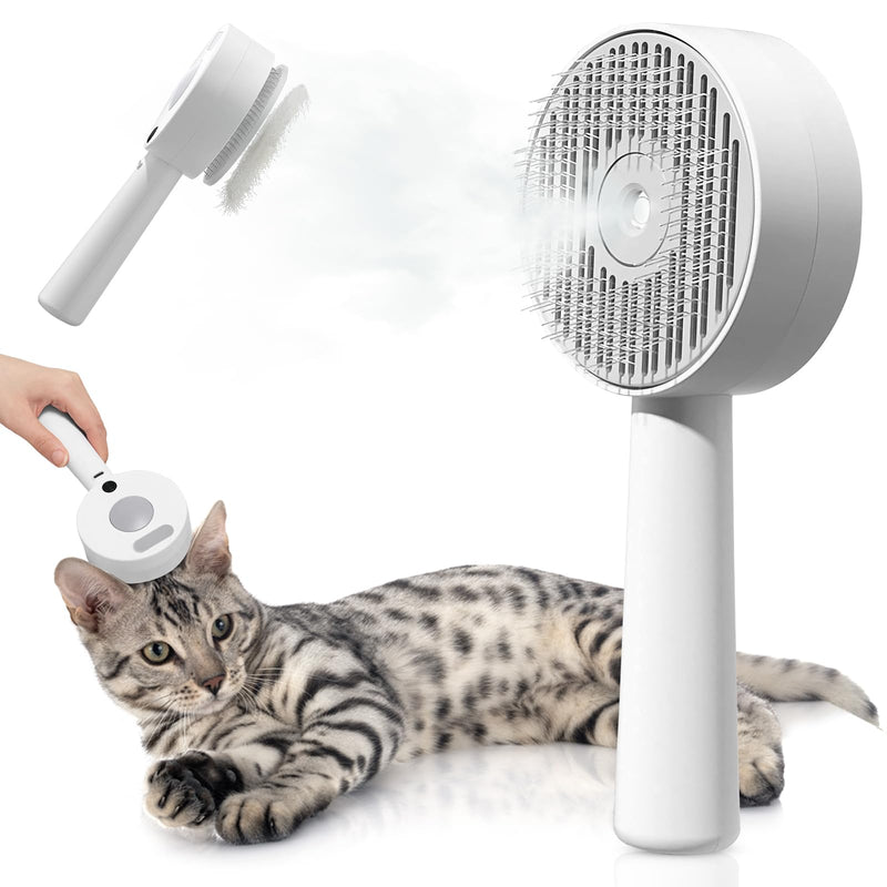 Aerbee Cat Steam Brush, Cloud Care Dog Brush for Indoor Pet Steam Brush for Shedding Defur Comb for Dog Brush for Long Short Hair Cat & Dog Pet, Cats Massage Grooming Self-Cleaning, White - PawsPlanet Australia