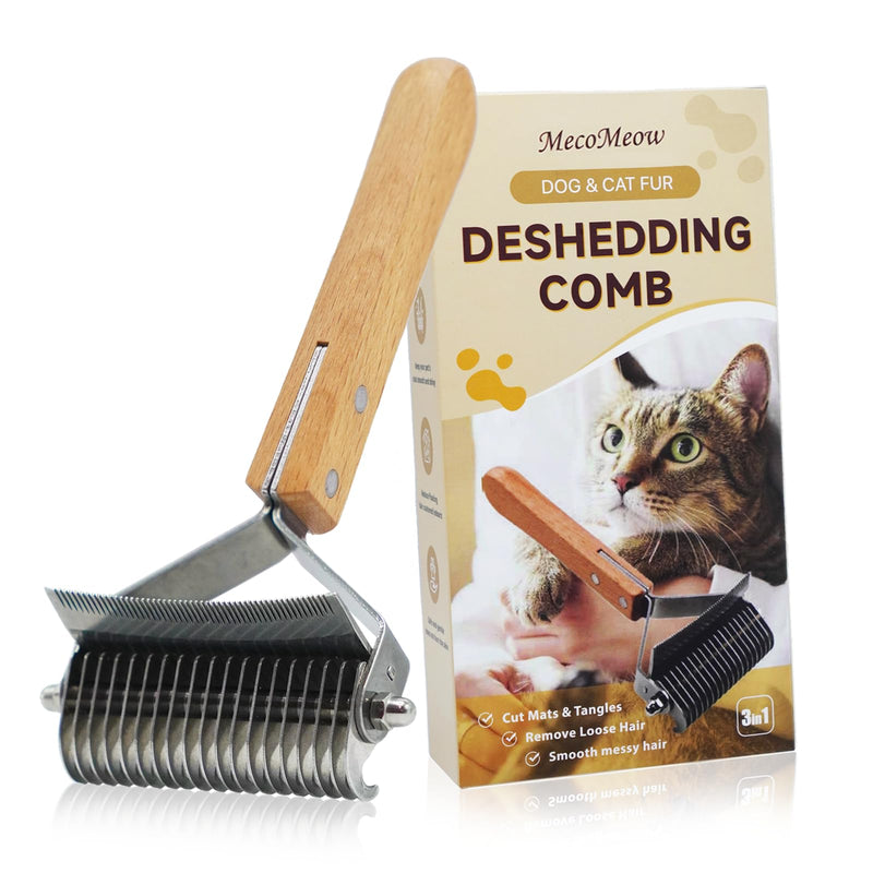 3 in 1 Undercoat Rake for Cats- Professional Pet Dematting & Deshedding, Efficiently Remove Loose Hair & Matted Fur, Professional Shedding Comb for Indoor & Long Haired Cats Dogs - PawsPlanet Australia