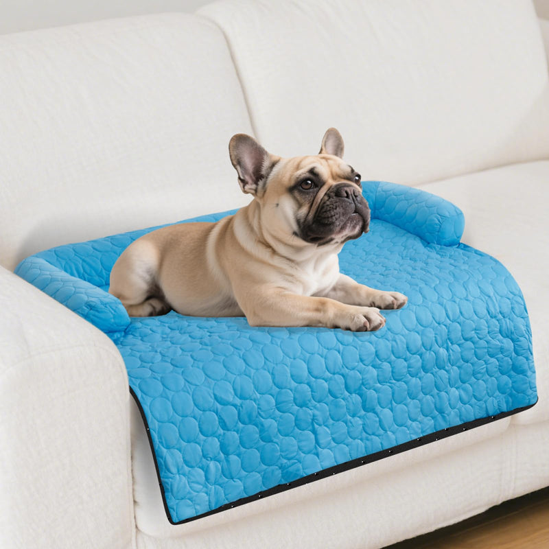 Small Cooling Dog Bed, Cooling Mat for Dogs & Cats | Machine Washable Couch Bed, Waterproof & Non-Slip Blanket Cover | Pad for Pets Indoor Outdoor(No Gel), S-28 x 28 inch Lake Blue S-28x28x5" - PawsPlanet Australia