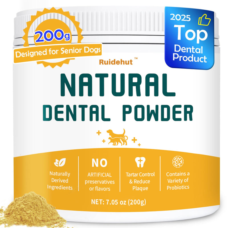 Senior Dog Dental & Supplement Powder - Contains Vitamin E, Glucosamine, Omega-3 and Probiotics - Effectively Removes Tartar Buildup, Supports Your Dog's Dental, Joint, and Digestive Health, 7 oz Beef Flavor 7.05 oz (200g)