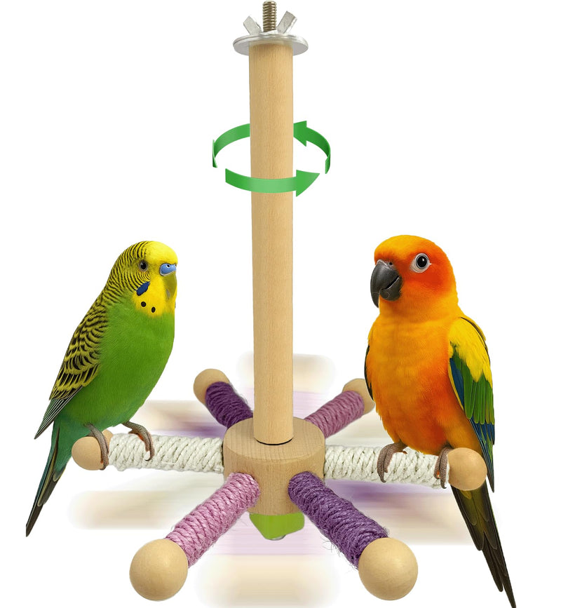 Rotating Bird Perch Toy – Fun Spinning Cage Stand for Parakeet, Budgie, Lovebird, Cockatiel, Conure, Finches & Quaker – for Small-Medium Birds to Relieve Boredom & Encourage Play (White) White - PawsPlanet Australia