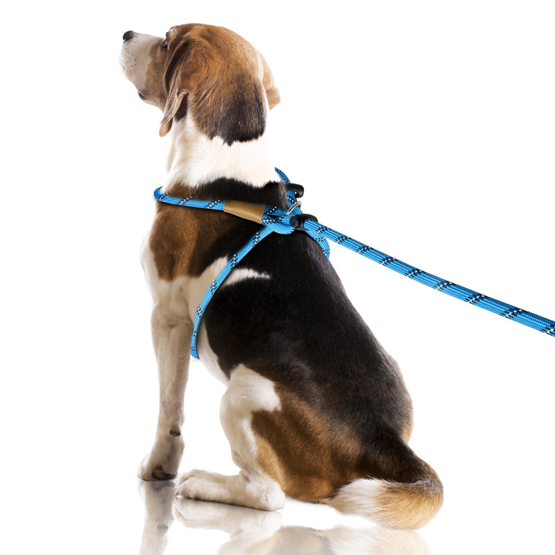 Lynxking No Pull Rope Dog Harness No Pull Reflective Leash Harness Collar 3 in 1 Dog Halter Harnesses Adjustable for Large Giant Dog (Light Blue, Large 1/2 inch) Light Blue Medium Large(40-80Ibs) 8ft*1/2" - PawsPlanet Australia
