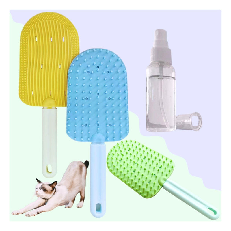 Cat Brush,Soft Cat Brush,Pet Brushes for Shedding,Soft Comb, Short or Long Haired Cats,Pet Grooming,Bath and Massage Brushes(3 pcs) - PawsPlanet Australia