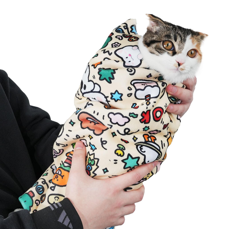 35.5" Extra Large Cat Grooming Wrap – Anti-Escape Cat Wrap for Cutting Nails, Brushing & Medication – Soft, Comfortable, Reusable, Self-Adhering, Holds Cats Up to 22lbs (Elephant Cat) Elephant CAT XL - PawsPlanet Australia