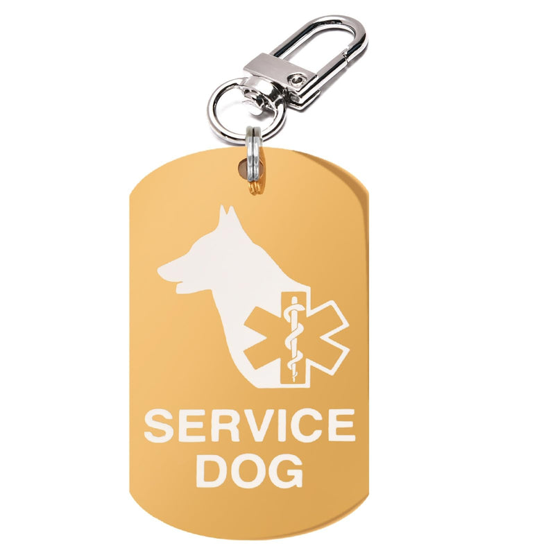 Service Dog Tag Easily Attach to Dog Collar, Harness, Vest (Gold Rectangular) Large Service Dog (Gold Tag) - PawsPlanet Australia