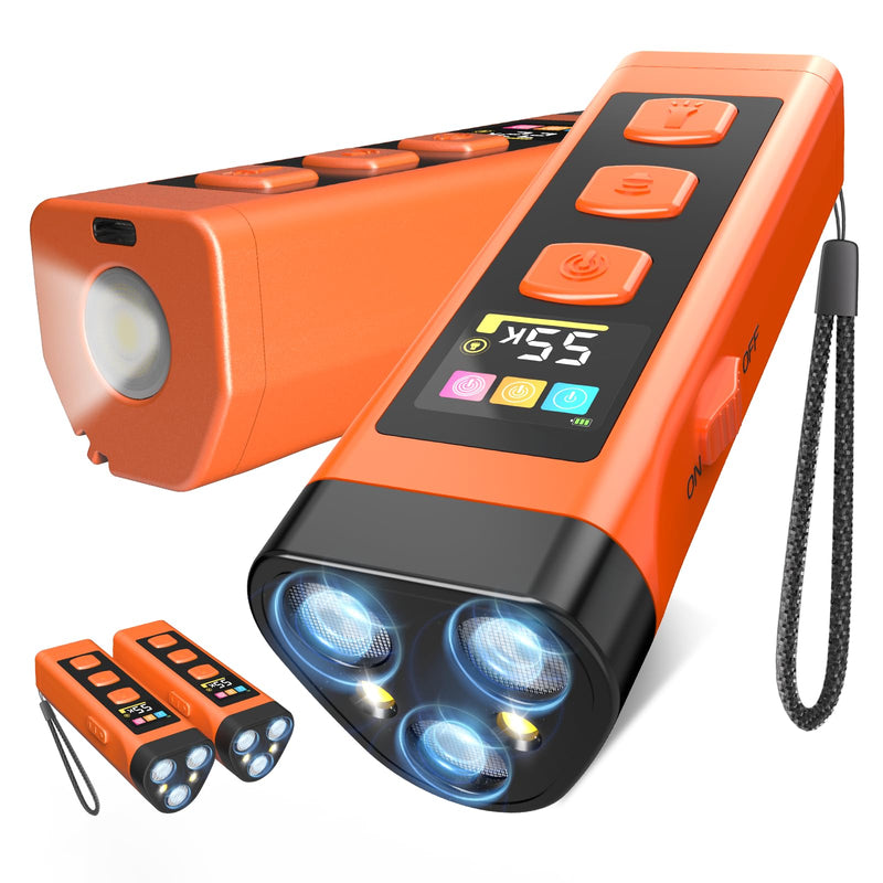 2 Pack Dog Bark Deterrent Device, Color Display 2000 mAh Rechargeable Ultrasonic Anti-Barking Trainer with 4 Frequency Settings 25/30/40/55 kHz, 65ft Long-Range, Safe & Effective Indoor Outdoor Use 2 Pack Orange - PawsPlanet Australia