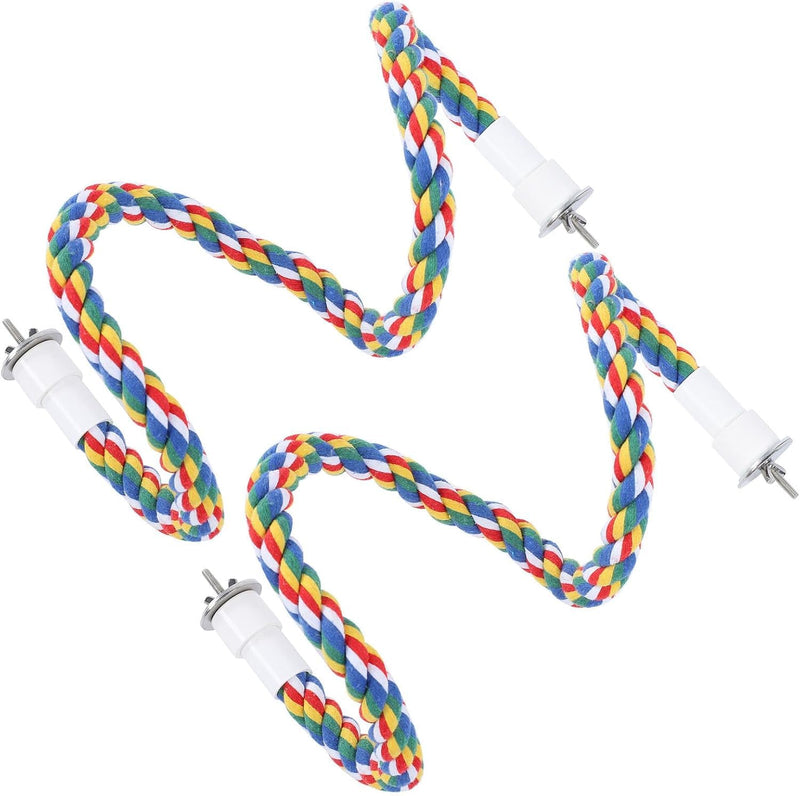 2PCS 60cm/23.6in Bird Rope Perch, 1.8cm Soft Cotton Parakeet Perches, Colorful Bird Cage Accessories with Fixing Screws for Birds to Chew and Stand On - PawsPlanet Australia