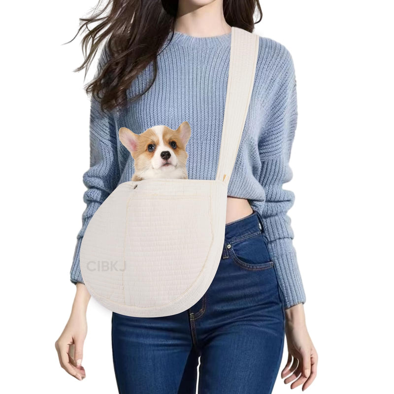 Small Dog Carrier Sling,Dog Slings for Small Dogs,Hand Free Dog Carrier Cat Sling for Outdoor Traveling Subway (White) White - PawsPlanet Australia