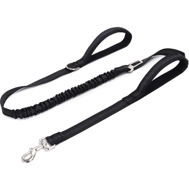 5FT Double Handle Tactical Dog Leash with Shock Absorption, Reflective Heavy Duty Bungee Dog Leash for Medium Large Dogs That Pull, Daily Walking Training, Black 5FT - PawsPlanet Australia