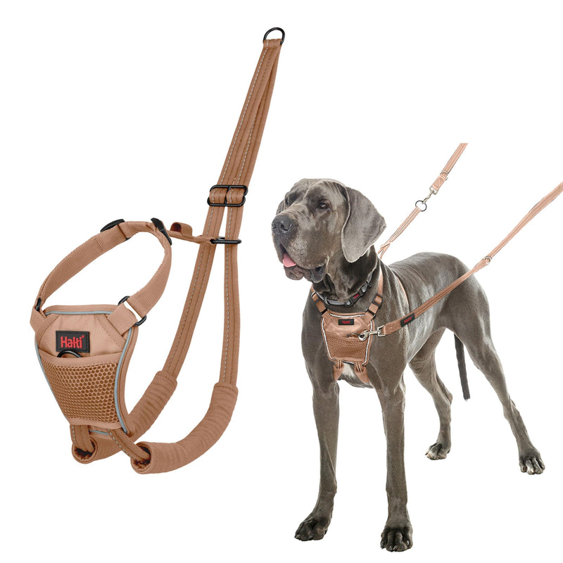 HALTI No Pull Harness - to Stop Your Dog Pulling on The Leash. Adjustable, Lightweight and Easy to Use. Reflective Dog Training Harness for Large Dogs (Size L, Desert Sand) - PawsPlanet Australia