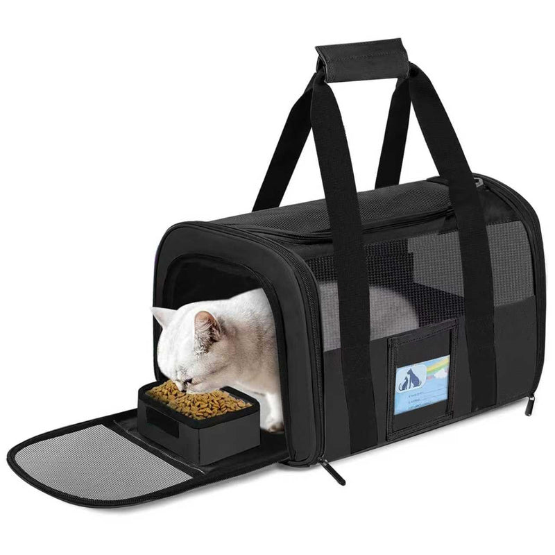 Cat Carrier, Dog Carrier for Small Dog Medium Cats,Pet Travel Bag Puppies up to 15 Lbs,TSA Airline Approved Cat Carrier Soft Black - PawsPlanet Australia