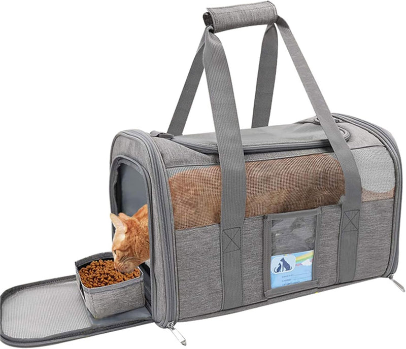 Cat Carrier, Dog Carrier for Small Dog Medium Cats,Pet Travel Bag Puppies up to 15 Lbs,TSA Airline Approved Cat Carrier Soft Grey - PawsPlanet Australia
