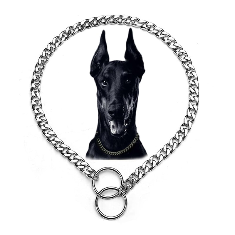 Dog Chain Collars for Large Dogs,Adjustable Flat Silver Metal Dog Collar,Heavy Duty Slip P Link Martingale Collar for Small Medium Large Big Dogs XL XL(Neck Max 22inch)D4.0mm