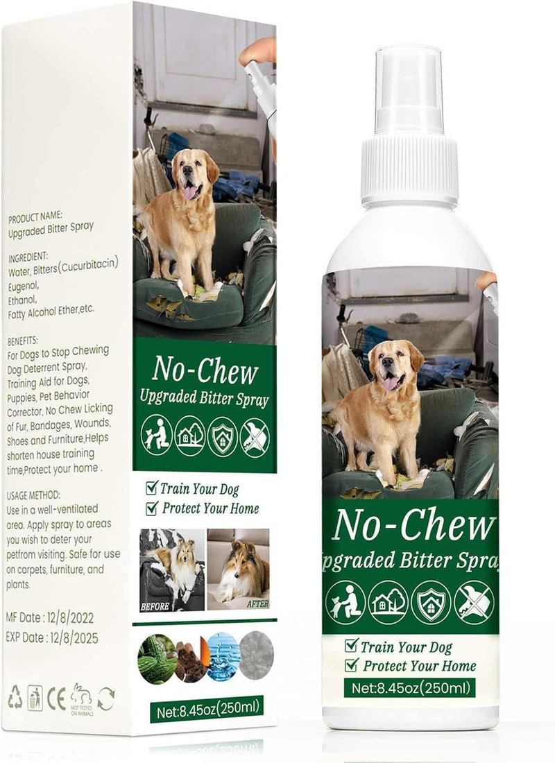 250ml No Chew Spray for Dogs, Bitter Apple Spray for Dogs Stop Chewing Licking of Furniture, Shoes, Bandages, Effective Indoor/Outdoor Dog Anti Chew Deterrent Training & Behavior Aids - PawsPlanet Australia