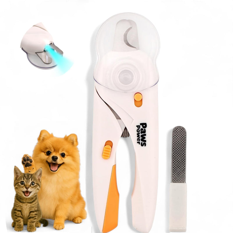 Cat Nail Clipper & Small Dog Nail Clippers with LED Light - Illuminates Nails & Bloodline for Safe, Easy Trimming - Extra Sharp, Avoid Over-Cutting - Essential Cat Supplies, White - PawsPlanet Australia