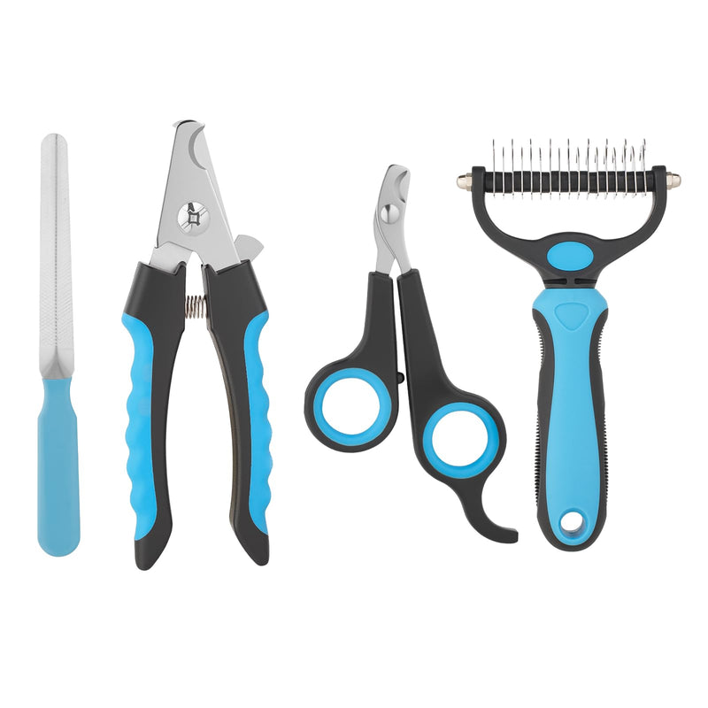 Professional Dog Nail Trimmers & Clippers with Safety Guard - 4-Piece Grooming Kit for Safe Painless Nail Trimming, Includes Pet Nail Clippers and Dog Brush for Shedding - PawsPlanet Australia