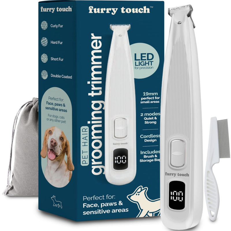 Dog Paw Trimmer - Electric Cordless Pet Clippers for Dogs & Cats - Quiet Dual-Speed Groomer with Pet-Safe Blade for Feet, Ears, Face - USB-C Rechargeable - with Travel Bag, Comb & Brush - PawsPlanet Australia
