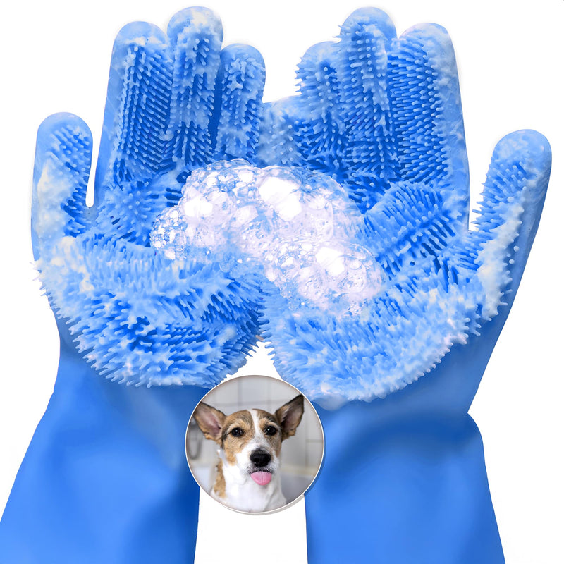 ALPENKOK 1 Pair Silicone Gloves for Washing Dishes – Tear-Resistant Silicone Dishwashing Gloves with Scrubber |Household Use Blue Dishwash - PawsPlanet Australia
