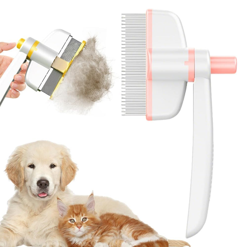 Pet Hair Removal Comb Flea Comb, Multifunctional Cat Brush with Release Button, Grooming Brush Supplies for Detangling Thinning and Shedding, All Hair Types (Pink) Pink - PawsPlanet Australia