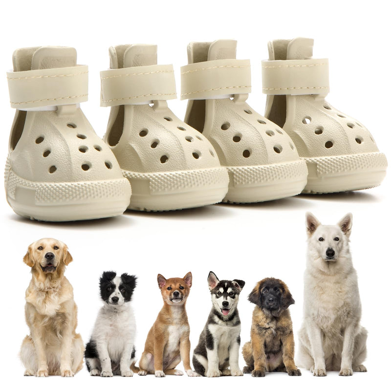 Dog Shoes for Hot Pavement,Non-Slip Waterproof Breathable Easy to Clean Put On and Take Off Dog Boots,Paw Protector for Hot Summer Roads Winter Snow (Beige, Size 2:(1.97"x1.38") (L*W)) beige Size 2:(1.38"x1.97") (W*L) - PawsPlanet Australia