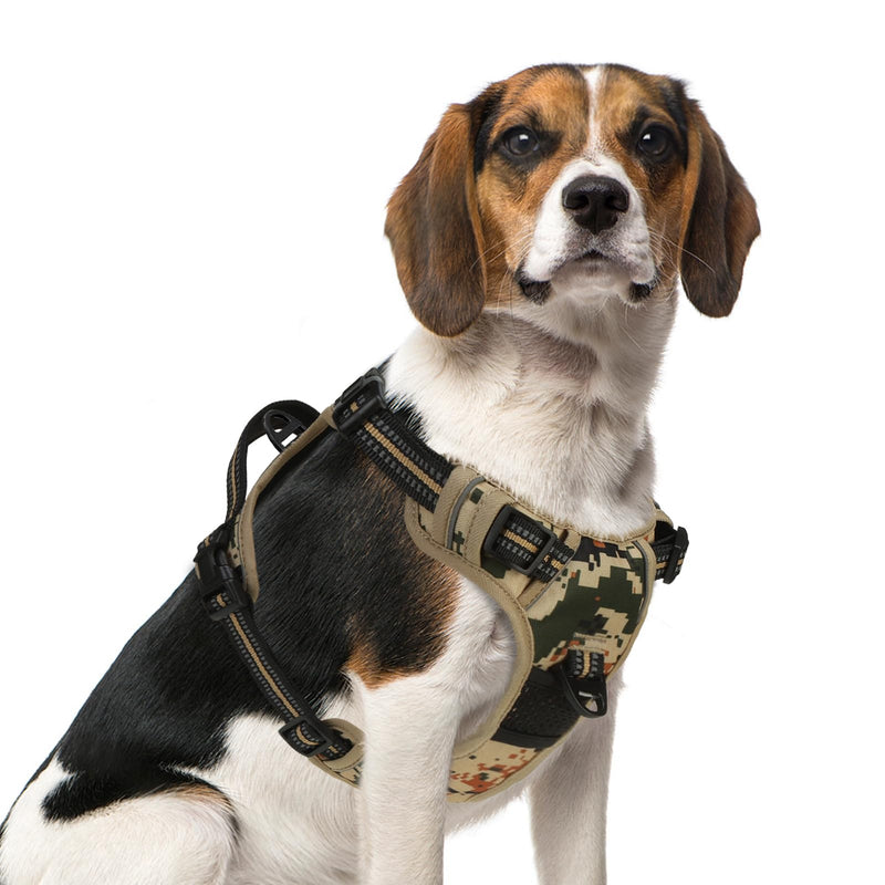 PUPTECK No Pull Tactical Dog Harness Medium Sized, Adjustable Reflective Dog Harness with Handle Easy Control, Comfortable Soft Padded Pet Vest Harness for Medium Dogs, Camouflage M - PawsPlanet Australia