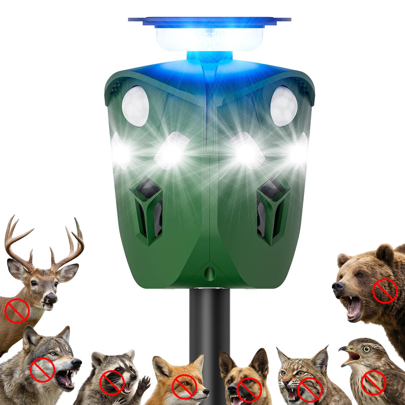 360° Solar Ultrasonic Animal Repellent Outdoor, Deer Repellent Devices with Flash Lights, Animal Deterrent Devices Outdoor for Squirrels, Snakes, Cats, Dogs, Rabbits, Opossums, Coyotes, Raccoons - PawsPlanet Australia
