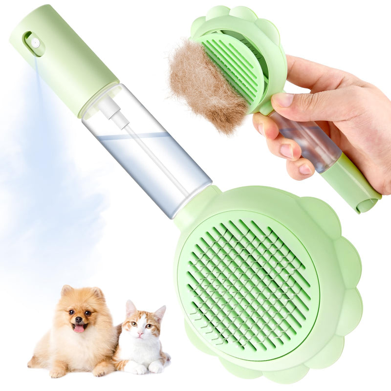 Cat Hair Brush for Shedding, 3-in-1 Pet Spray Hair Removal Comb with Visual Spray & Release Button, Waterproof Dog Grooming Brush for Furry Pet (Green) Green - PawsPlanet Australia