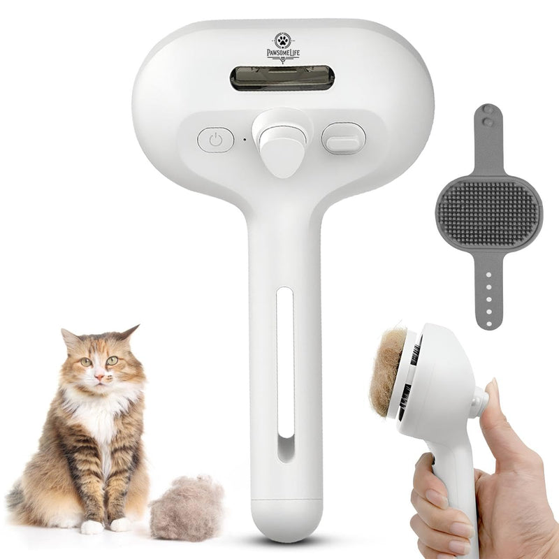 Pet Hair Removal Steam Brush with Enhanced Spray.Rechargeable Pet Steam Brush for Dog & Cat – 3-in-1 Spray Hair Removal Comb – Steam for Shedding & Grooming Includes With Bath Brush - PawsPlanet Australia