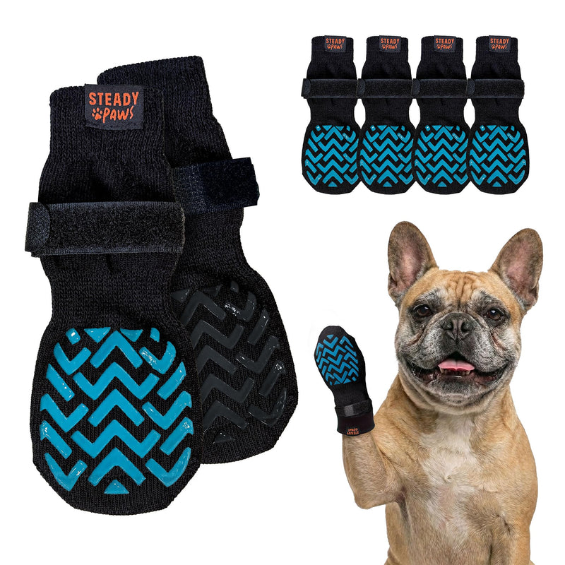 Anti-Slip Socks for Dogs - Breathable & Washable Non Slip Grippy Socks, Rubberized Paw & Adjustable Strap, Secure Fit to Prevent Slipping, Paw Protection for Senior Dogs, 4 Pack (Size M)