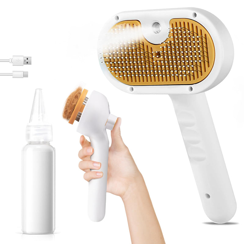 Pet Steam Brush for Dog & Cat – 3-in-1 Spray Hair Removal Comb – Steam for Shedding & Grooming – Water Brush for Long & Short Haired Pets – Spritz Defur Comb 7.8in- empties - PawsPlanet Australia