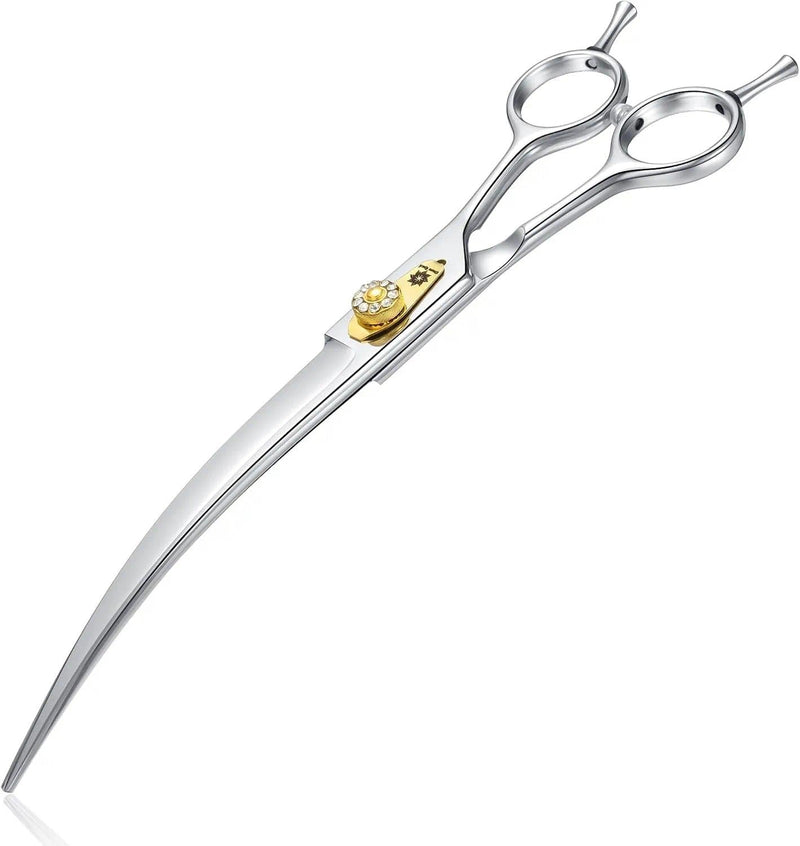 Dream Reach Curved Dog Scissors - 8 Inch Professional Pet Grooming Shears with Adjustable Screw, Curved Shears for Trimming Face and Paws 8 Inch-Curved Cutter - PawsPlanet Australia