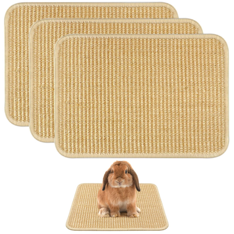 3-Pack Rabbit Scratching Pads – Natural Sisal Bunny Scratch Mat for Claw & Teeth Care, Small Animal Enrichment Toys, Chew-Resistant Bedding for Cages, Play Areas (15.7"x11.8") - PawsPlanet Australia