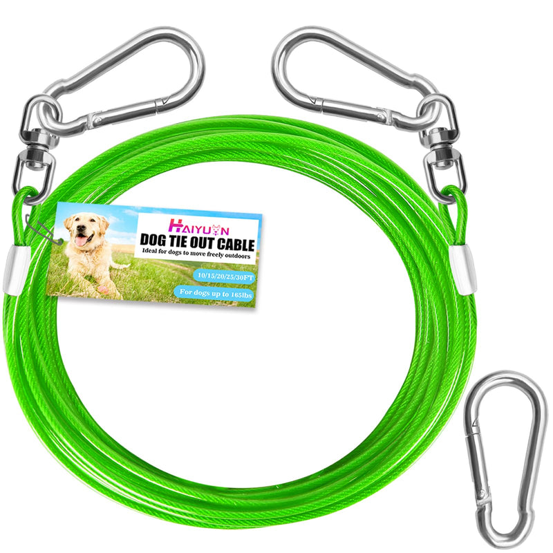 Dog Tie Out Cable - Heavy Duty Dog Chain for Yard, Blue/Purple/Green/Pink Outdoor Tether & Leash, 10/15/20/30Ft,Lead for Dogs Outside 30FT Green - PawsPlanet Australia