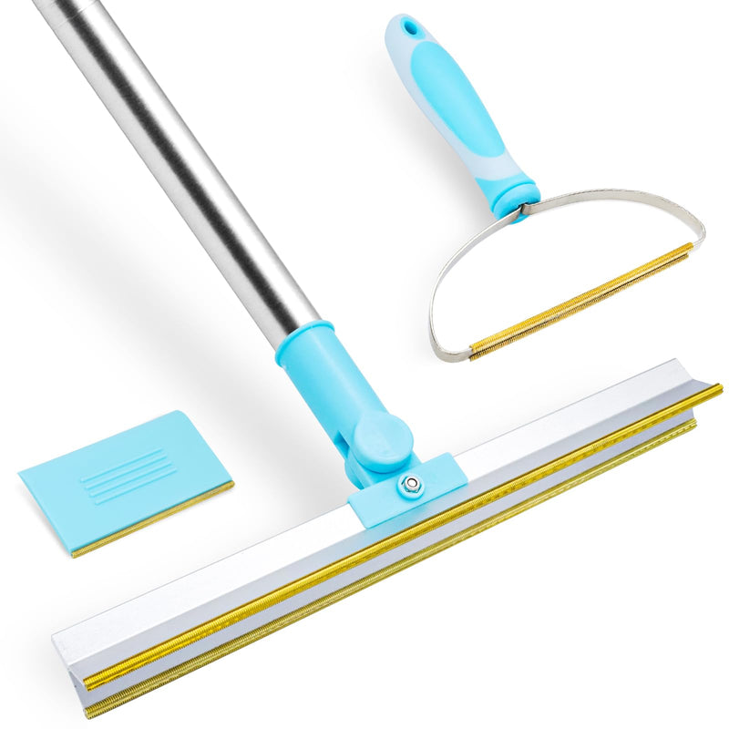 3 Pcs Pet Hair Removal Tool - 55 Inches Adjustable Carpet Scraper, Grooming Brush,Mini Brush for Dogs Cats - Reduce Shedding,Mats,Loose Fur - Perfect for Long Short Hair Pets at Home or Travel - PawsPlanet Australia
