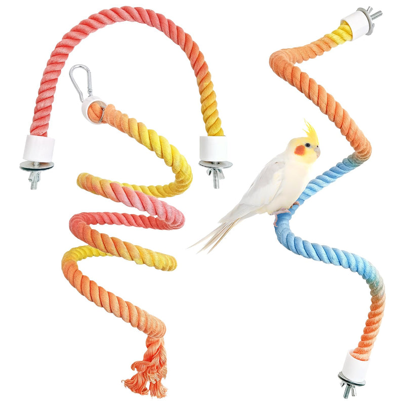 BNOSDM 3 Pcs Rope Perches for Bird Cages Gradient Sunset Color Bendable Climbing Rope Ladders & Swings Birds Cage Accessories Toy for Parakeets, Budgies, Cockatiels, Conures, Lovebirds - PawsPlanet Australia