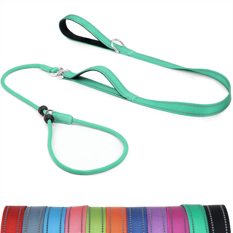 6FT Anti-Tangle Slip Leash, No-Pull Slip Leads and Collar for Dogs with Double Padded Handle, Reflective Nylon Training Lead for Small Medium Dogs, Turquoise 6 Feet - PawsPlanet Australia