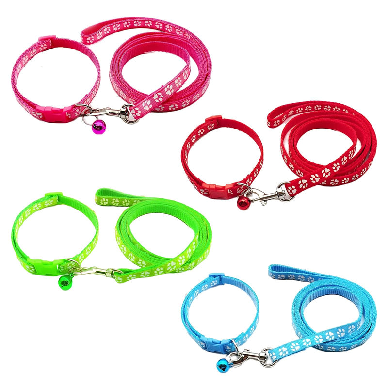 4pcs Dog Collar and Leash Set, Adjustable Puppy Collar and Leash, Anti-Escape, Quick Release, Ensures Comfortable and Flexible Wearing, Suitable for Small and Medium-Sized Pets - PawsPlanet Australia