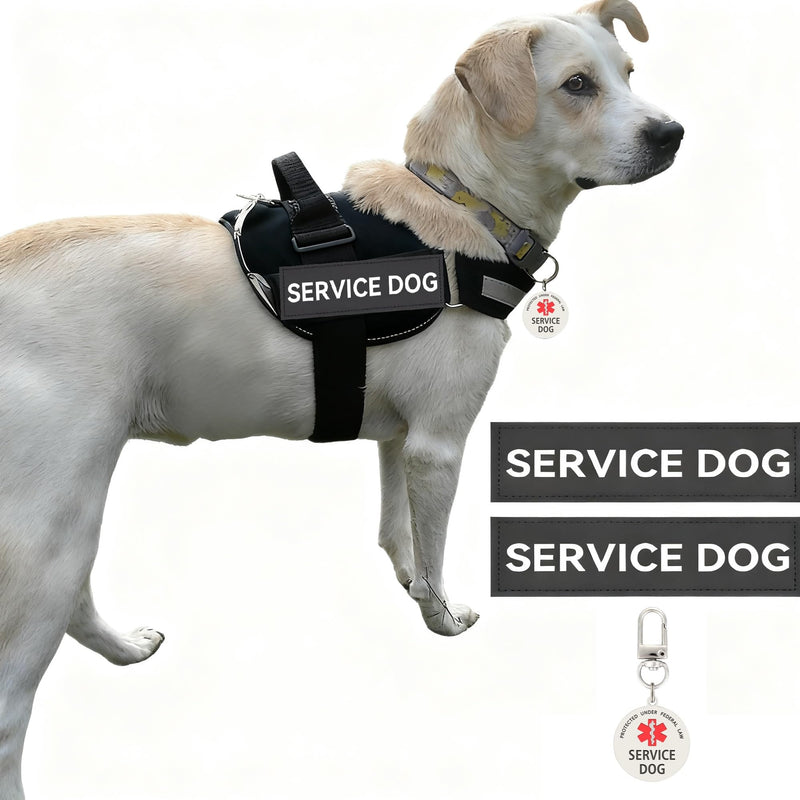 Service Dog Patch and Tag, Id Tag Easily Attach to Collar, Harness,Vest (Medium-1.18 x 4.33) Medium Service Dog(patch&tag) - PawsPlanet Australia