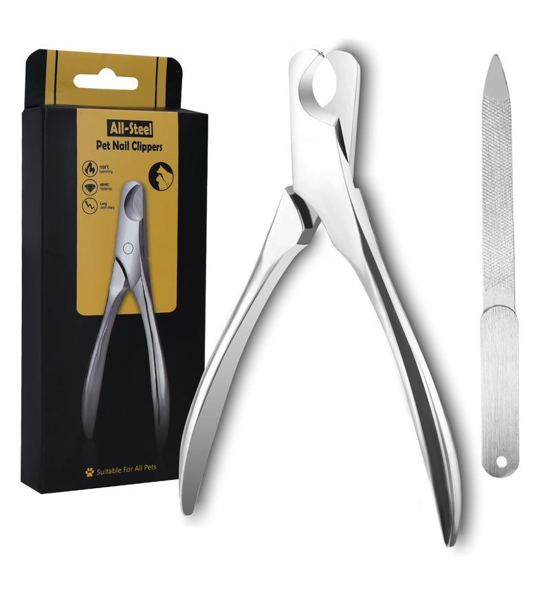 Pet Nail Clippers for Large Dogs, Wide-Opening Dog Nail Trimmer with All-Steel Material Sharp Durable Blades Built-in Spring, Professional Grooming Tool with Free Nail File for All Dogs & Cats - PawsPlanet Australia