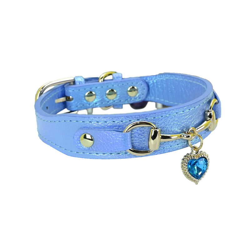 Fashion Cute Dog Collar with a Alloy Heart Shaped Pendant for Small Dogs Cats - Blue - M - PawsPlanet Australia