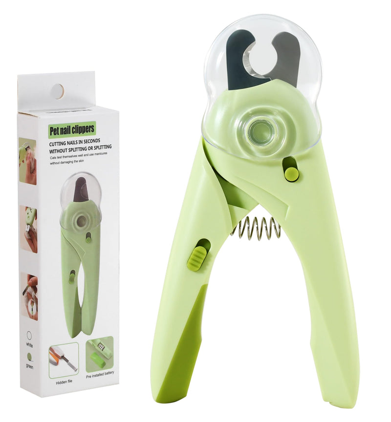 Pet Nail Clipper with Light for Cats & Small Dogs Puppies, Ultra Bright LED to Illuminate Nail Bloodline to Avoid Over Cutting, Extra-Sharp and Durable Cat Claw Trimmer with Nail File (Green) Green - PawsPlanet Australia