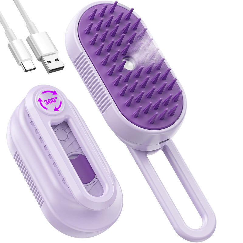 Cat Steam Brush for Shedding, 5 in 1 Cat Steamy Brushs Cleanser with Foldable Handle, Pet Spa Brush for Cats, Spritz Defur Comb for Pets, Steam Brushs for Cats and dogs, Pet Spray Hair Removal Comb - PawsPlanet Australia