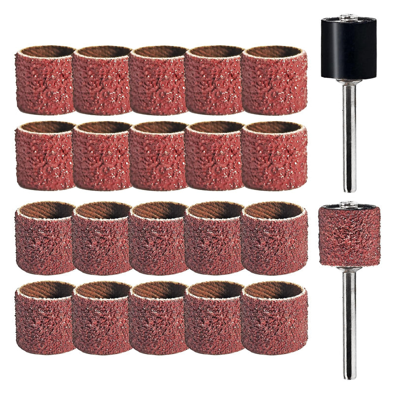 22-Pack Pet Nail Grinder Replacement Kit - 60 & 100 Grit Sanding Bands for Dogs & Cats - Black Grinding Drums Claw Care, Compatible with All Major Pet Grinders (1/2 Inch) 1/2 Inch - PawsPlanet Australia