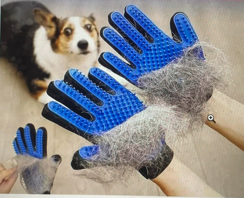 2-in-1 Pet Grooming Gloves & Deshedding Tool for Dogs & Cats – Gentle Undercoat Rake, Reduces Shedding, Tangles & Mats – Ideal for Long & Short Hair Breeds - PawsPlanet Australia
